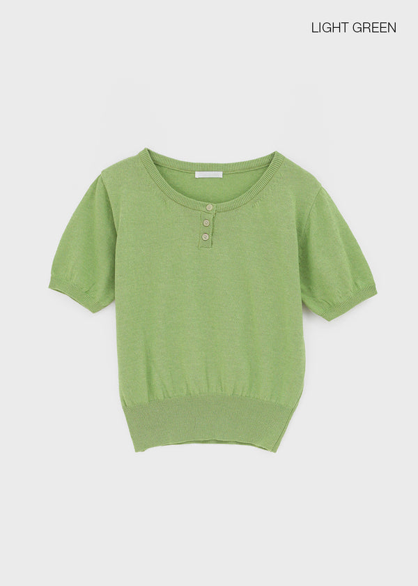 Mirage Henley Neck Summer Short Sleeve Knit