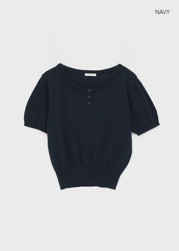 Mirage Henley Neck Summer Short Sleeve Knit