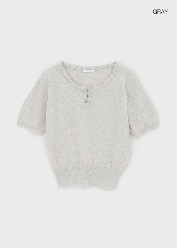 Mirage Henley Neck Summer Short Sleeve Knit