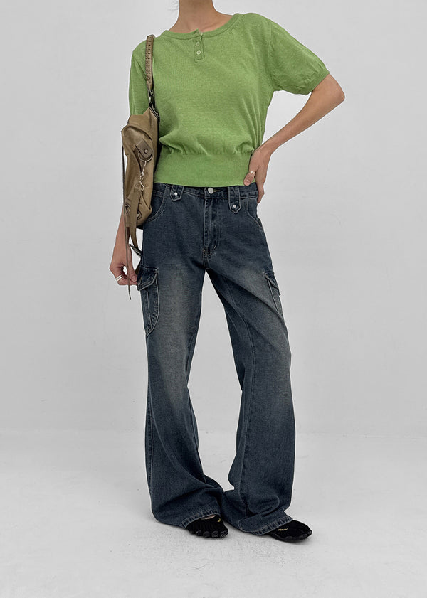 Edge Cargo Wide Bootcut Denim Pants