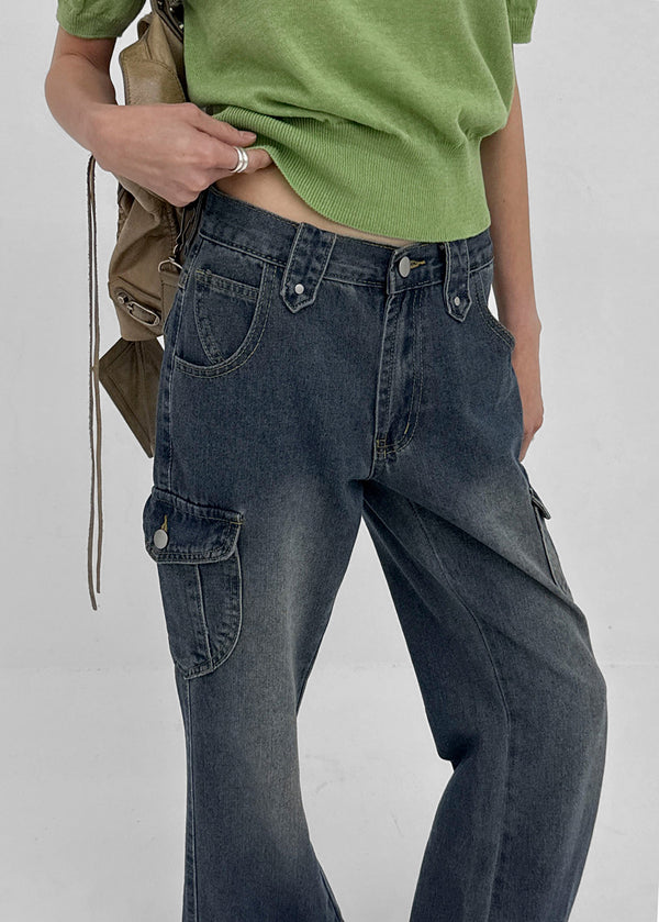 Edge Cargo Wide Bootcut Denim Pants