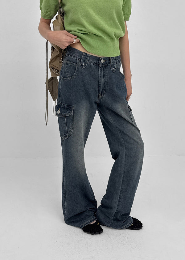 Edge Cargo Wide Bootcut Denim Pants