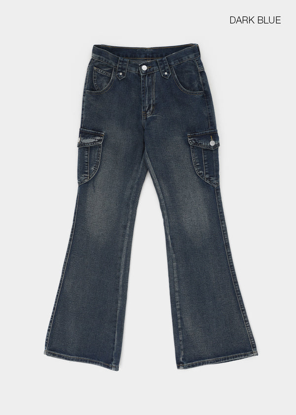 Edge Cargo Wide Bootcut Denim Pants