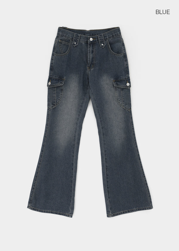 Edge Cargo Wide Bootcut Denim Pants