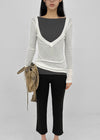 Kommel Deep V-Neck Tencel Long Sleeve Tee