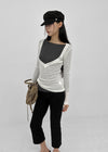 Kommel Deep V-Neck Tencel Long Sleeve Tee