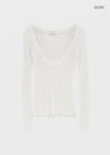 Kommel Deep V-Neck Tencel Long Sleeve Tee