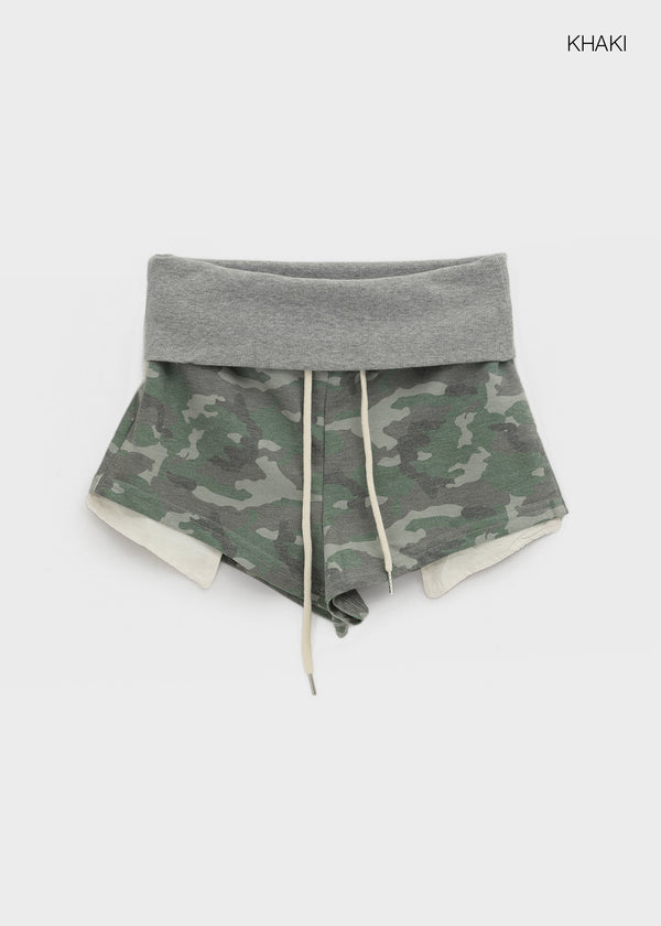 Whikit Camo Folding Elastic Shorts
