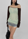 Tomerton Nagrang Off-Shoulder Long Sleeve T-Shirt