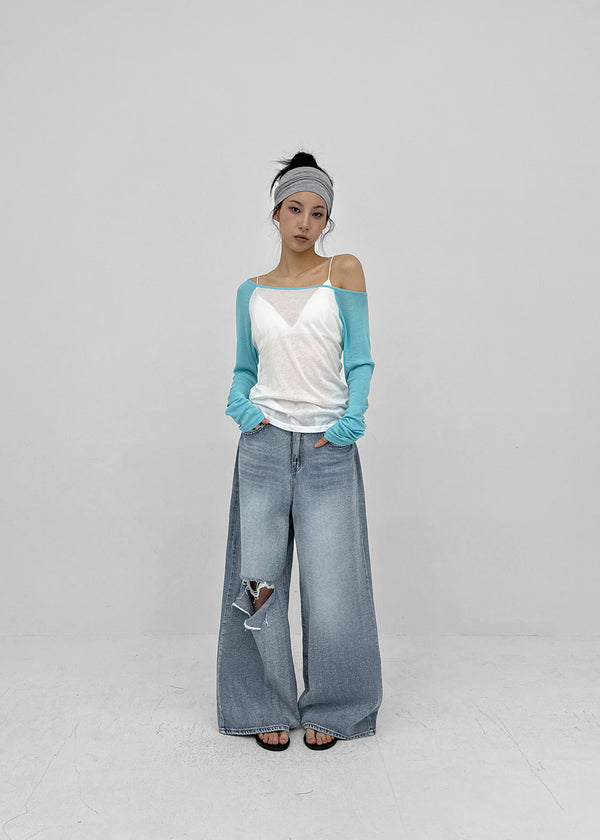 Tomerton Nagrang Off-Shoulder Long Sleeve T-Shirt