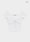 Short-sleeved off-shoulder ribbon tee