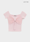 Short-sleeved off-shoulder ribbon tee