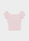 Short-sleeved off-shoulder ribbon tee