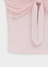Short-sleeved off-shoulder ribbon tee