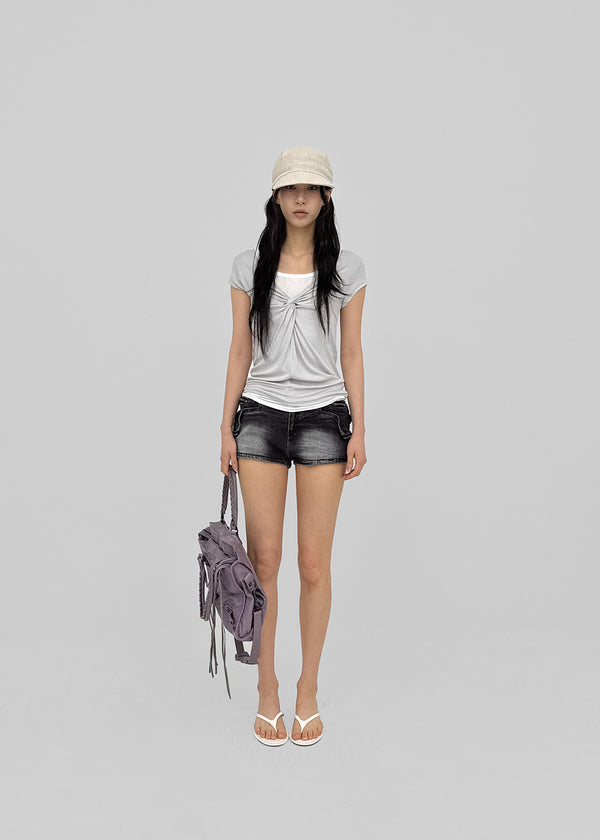 Kiya low-waisted denim shorts