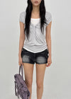 Kiya low-waisted denim shorts