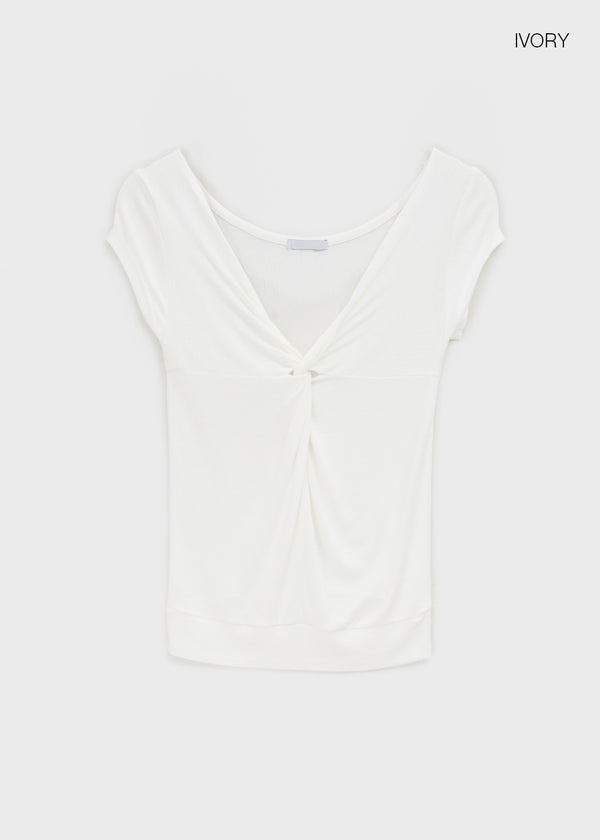 Puret V-neck Twisted Short Sleeve Tee
