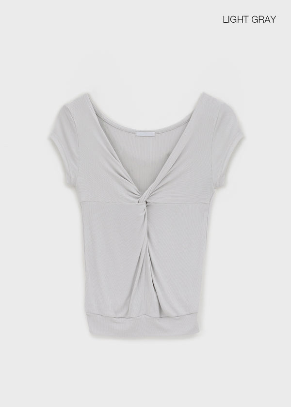 Puret V-neck Twisted Short Sleeve Tee