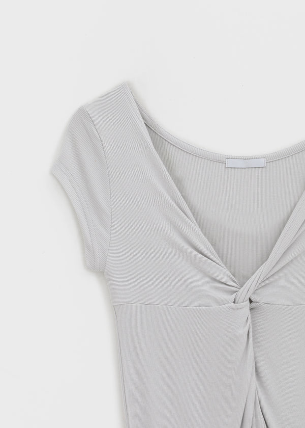 Puret V-neck Twisted Short Sleeve Tee