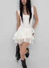 Locoring Deep U-Neck Tiered Mini Dress