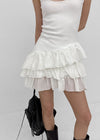 Locoring Deep U-Neck Tiered Mini Dress