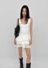 Locoring Deep U-Neck Tiered Mini Dress