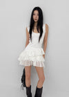 Locoring Deep U-Neck Tiered Mini Dress