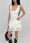Locoring Deep U-Neck Tiered Mini Dress