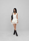 Locoring Deep U-Neck Tiered Mini Dress