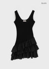 Locoring Deep U-Neck Tiered Mini Dress