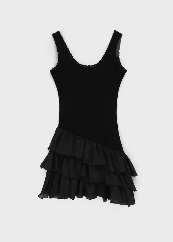 Locoring Deep U-Neck Tiered Mini Dress