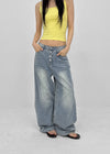 Landy button wide denim pants