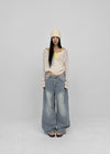 Landy button wide denim pants