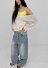 Landy button wide denim pants