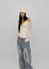 Landy button wide denim pants