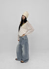 Landy button wide denim pants