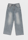 Landy button wide denim pants