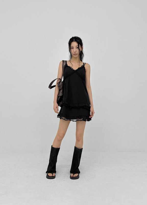 Pearl Lace Tiered Mini Dress
