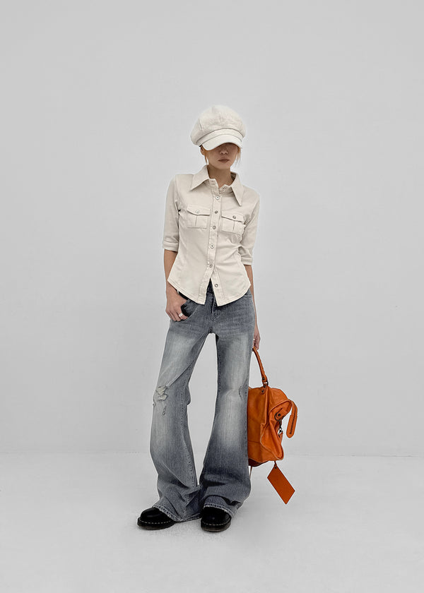 Ridoff pocket 5/8 sleeve shirt