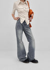 Deanb Low-waist Damaged Bootcut Denim Pants