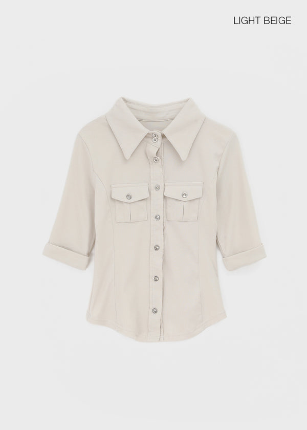 Ridoff pocket 5/8 sleeve shirt
