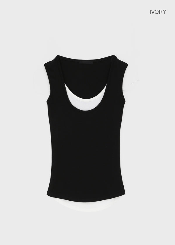 Luisha color-block layered sleeveless top