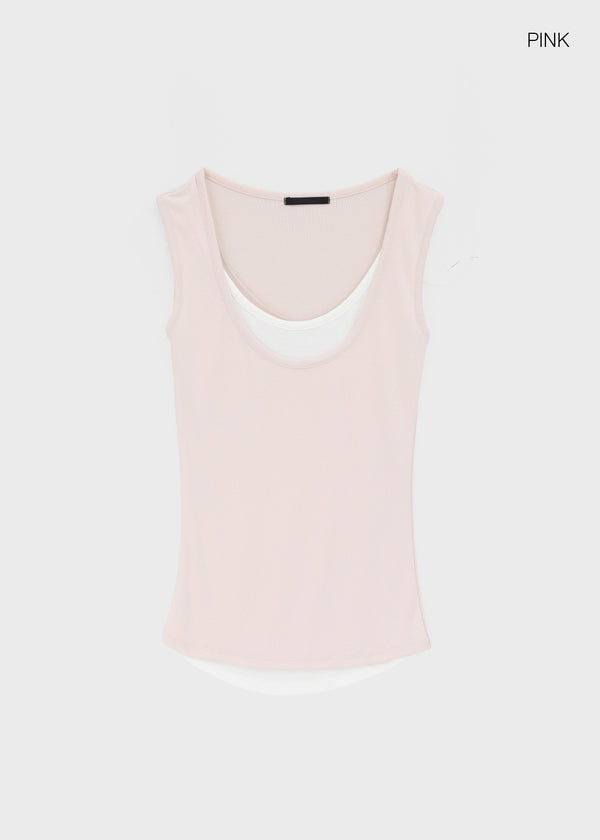 Luisha color-block layered sleeveless top