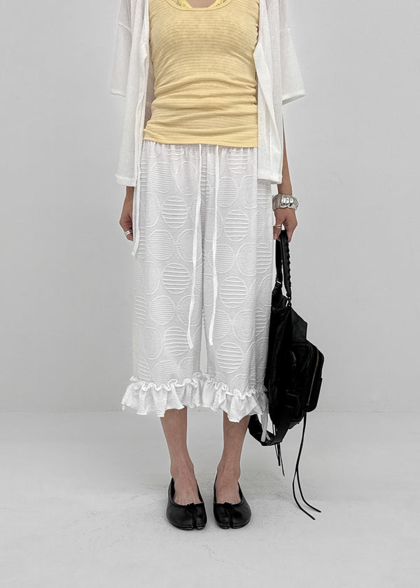 Heve Dot Frill 3/4 Length Capri Pants