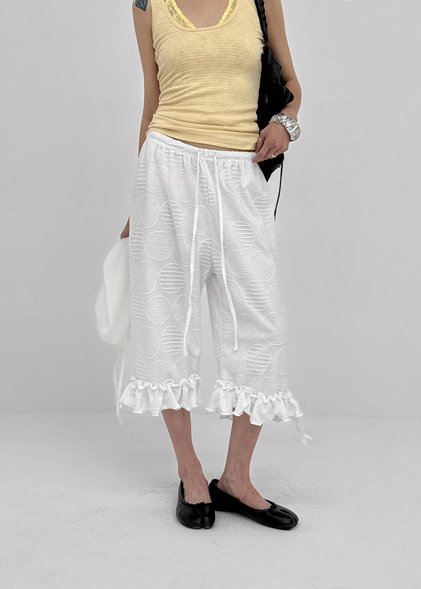 Heve Dot Frill 3/4 Length Capri Pants