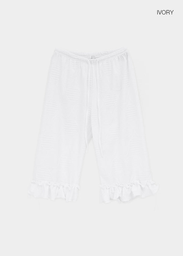 Heve Dot Frill 3/4 Length Capri Pants