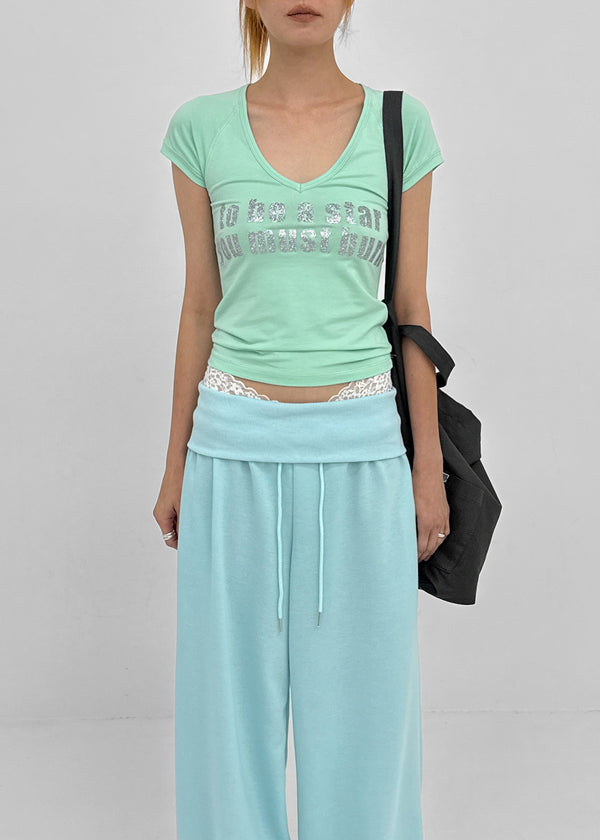Jeff Glitter V-neck Short Sleeve Tee