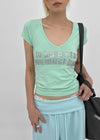 Jeff Glitter V-neck Short Sleeve Tee