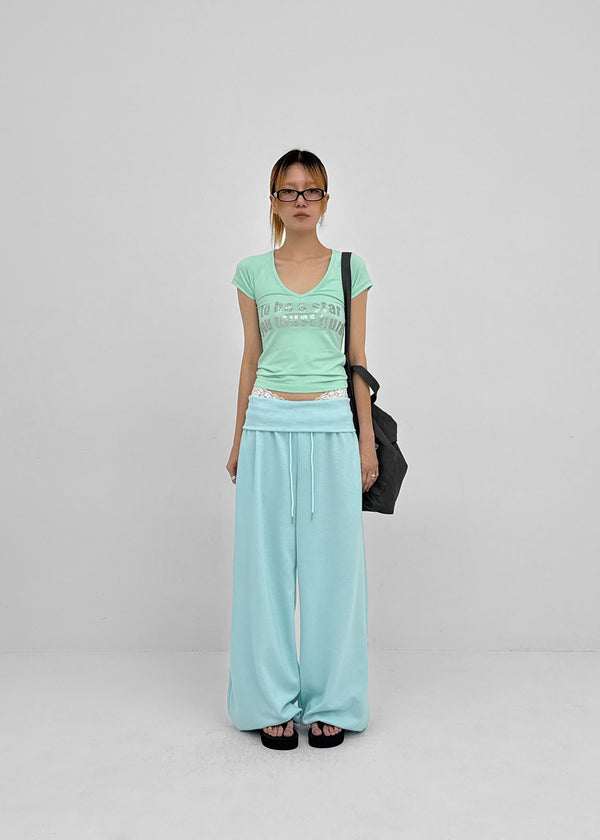 Jeff Glitter V-neck Short Sleeve Tee