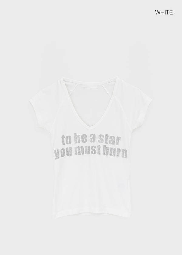 Jeff Glitter V-neck Short Sleeve Tee